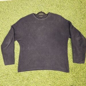 Men's Black Crewneck Knit Sweater Basics Essentials